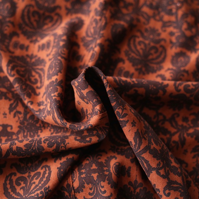 wide silhouette art pattern fake suede shirt