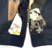 【hoodi41】 Remake Hoodie black × kimono
