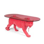 存在感抜群のアート家具｜ヒョウ ガラステーブル