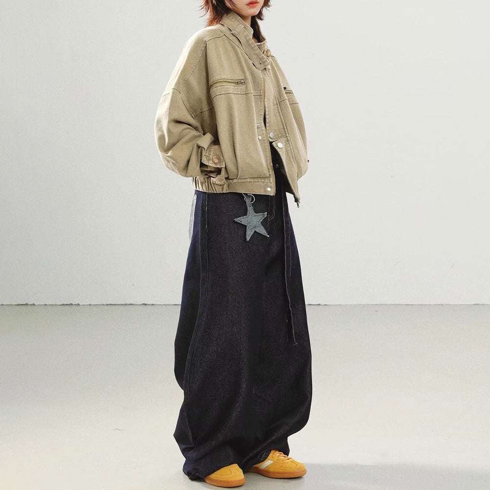 【送料無料】 ショート ジャケット レディース 春秋冬 アウター アメカジ レトロ 大人 カジュアル きれいめ ゆったり 羽織り スタンドカラー 丈夫 厚手 大人可愛い 大人女子