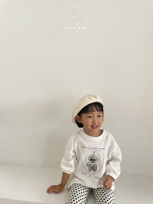 【Lovin'】フーディーパピーT アイボリー 80〜130cm