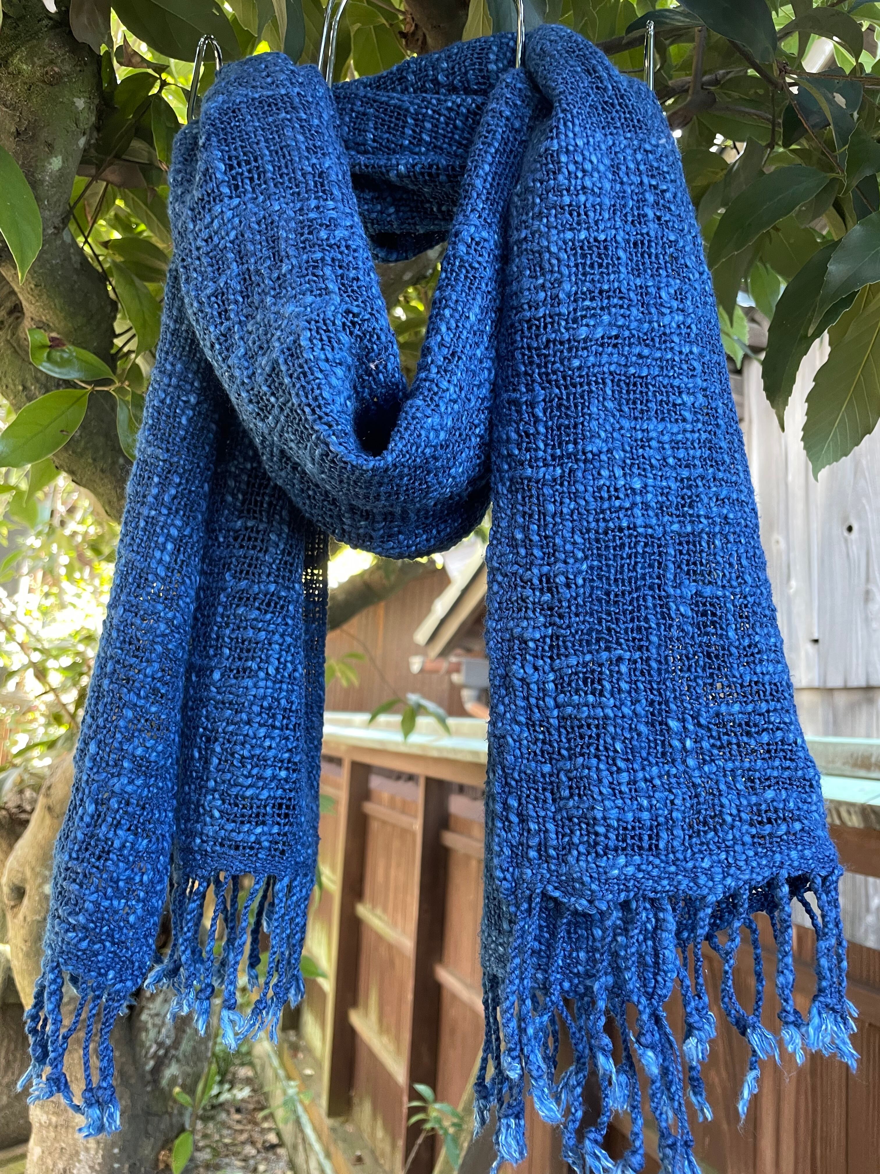 藍染 スラブコットンストール 深縹 綿100% 手織り マフラー