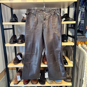 UNKNOWN BROWN LEATER PANT OLD 実寸W32 L25