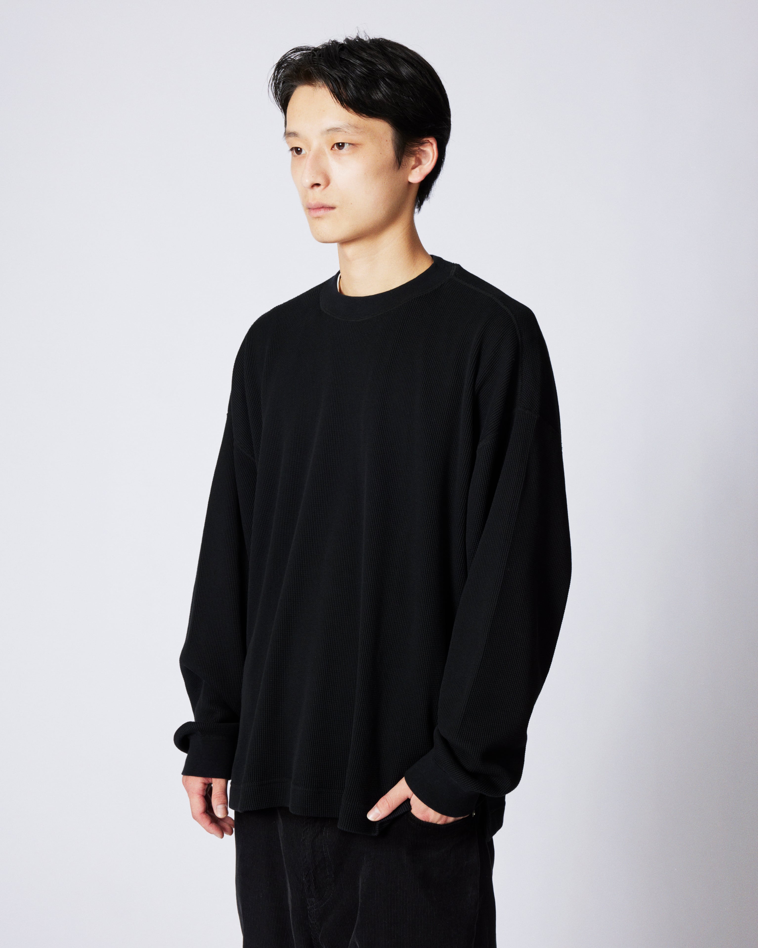 EVERYONE TOKYO 長袖Tシャツ ブラック everyone surf knit long sleeve tee shirt (BLACK) | everyone