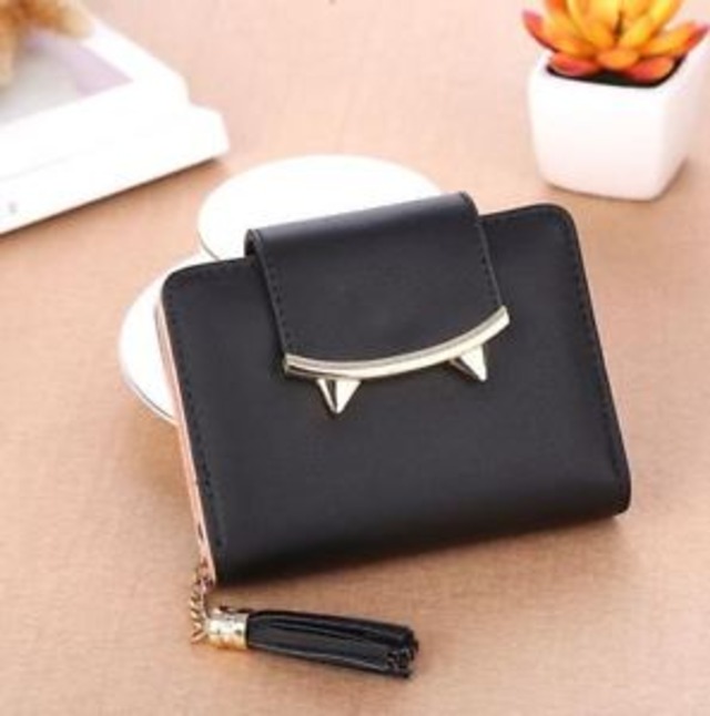 【送料無料】クラッチショートタッセルwomen small day clutch trifold purse korean cute cat ears leather short tassel i