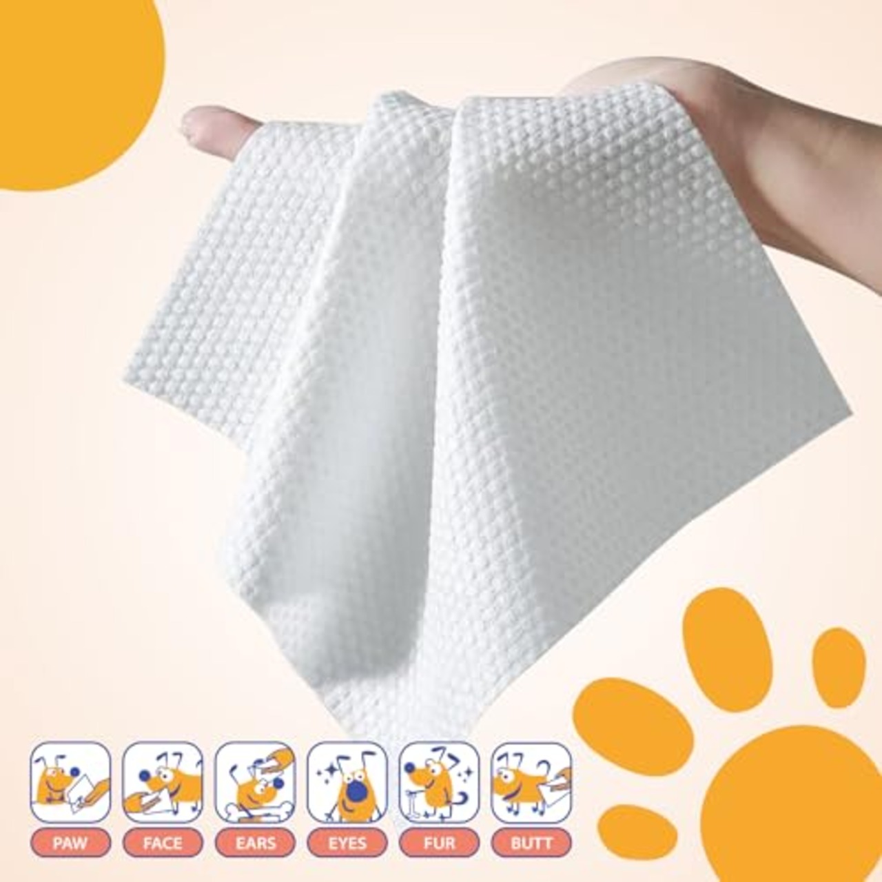 SUNNY DOGGY ペット ウェットティッシュ 厚手 大判サイズ 80枚×6個 犬 ボディシート 足拭きシート 耳・目の周り 全身清潔用 猫 ペット用 なめても安心 ノンアルコール 無香料