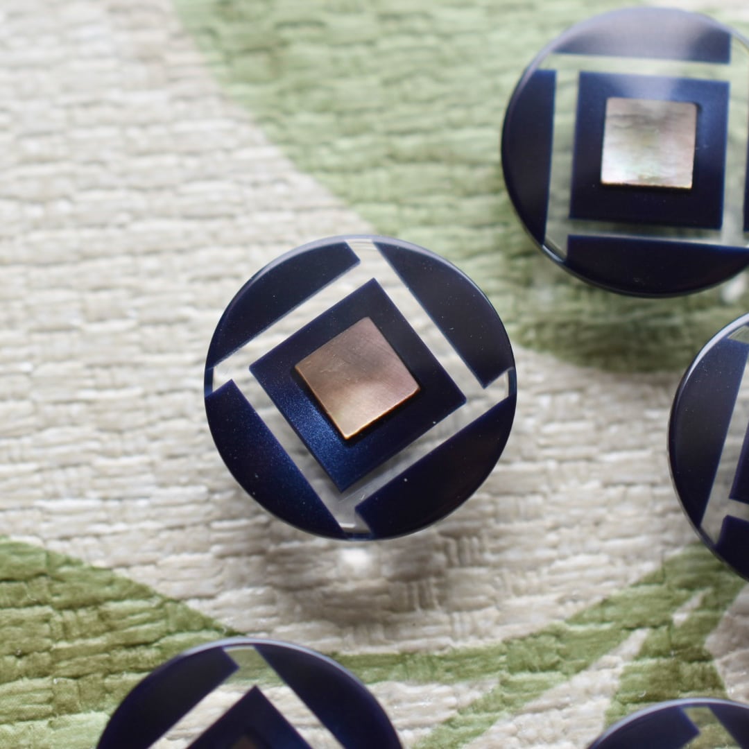 スクエア黒蝶貝×ネイビー 18㎜