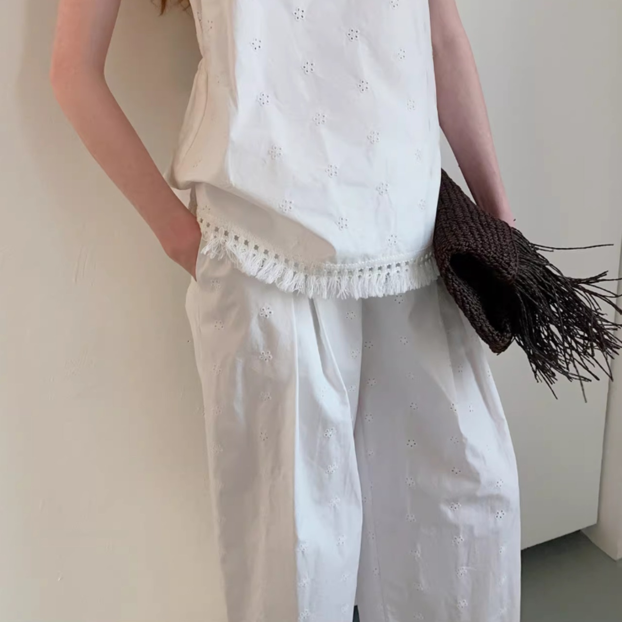 Fleur Broderie Wide Pants F0609