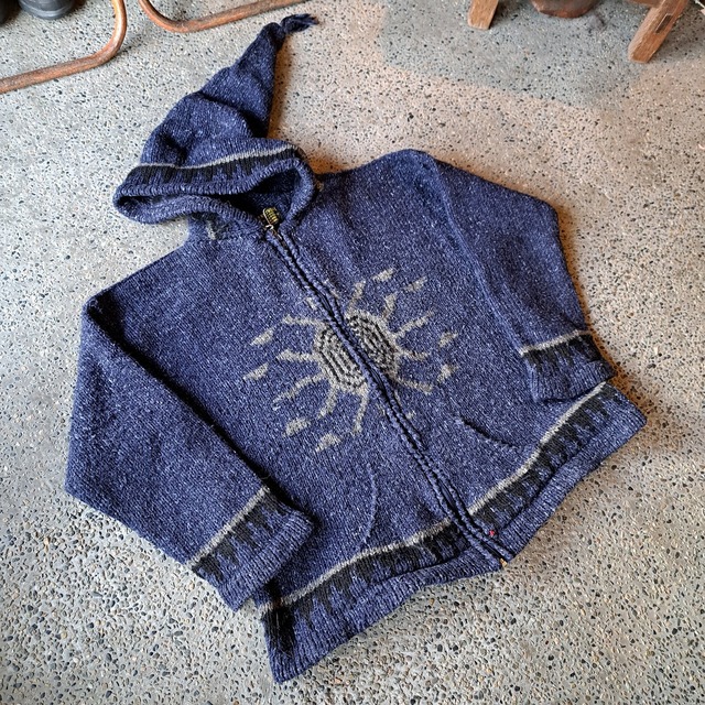 エクアドル製 モチーフ ニットパーカー used [301020]