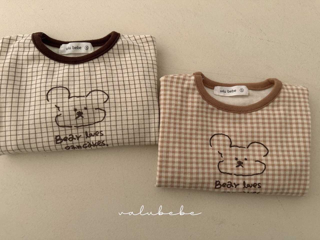 【valu bebe】格子チェックベアT brown check 60〜90cm【240201va】 - 11