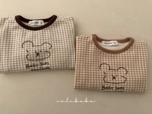 【valu bebe】格子チェックベアT brown check 60〜90cm【240201va】
