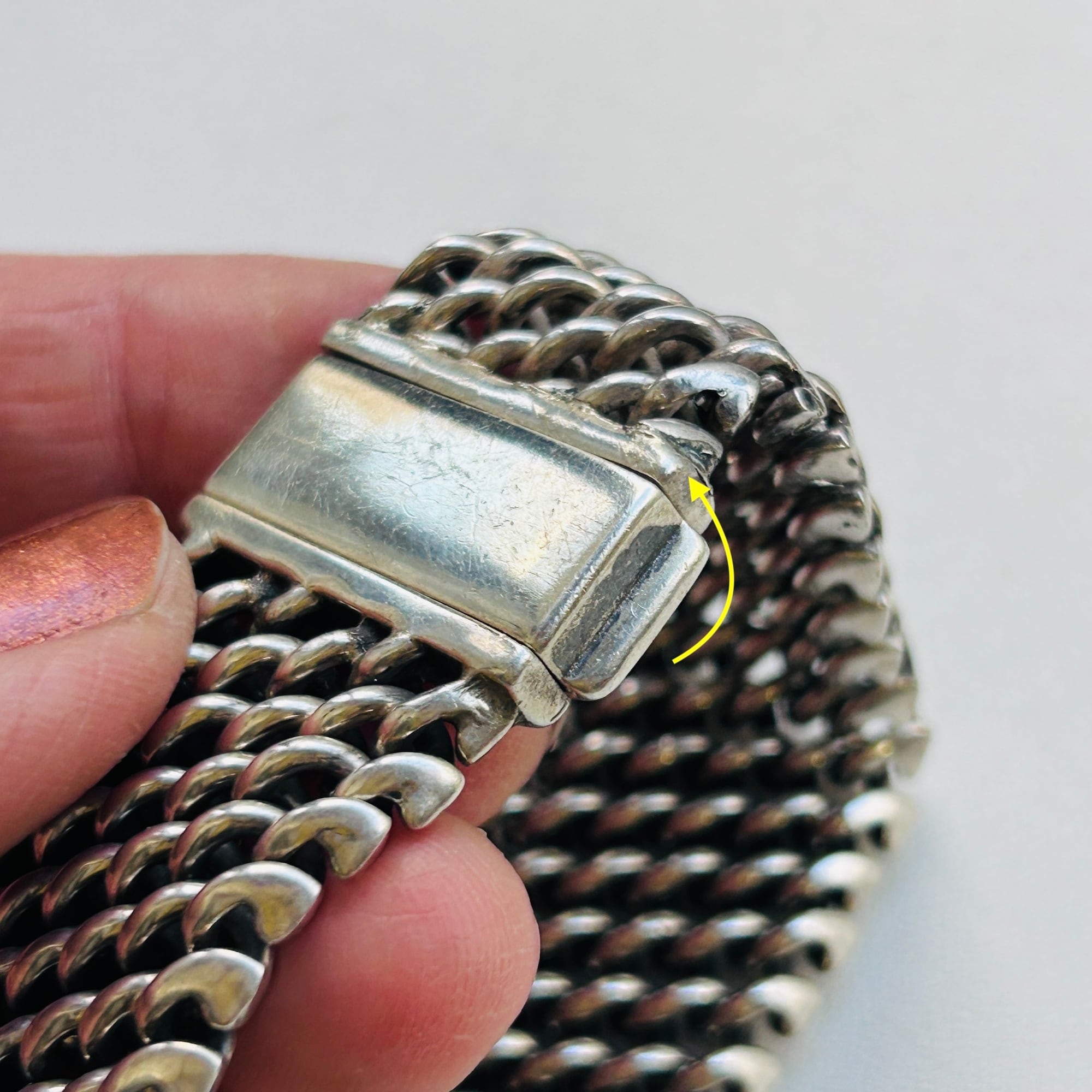 100g シルバー925 WIDEチェーンベルトブレスレット | Milo Antiques