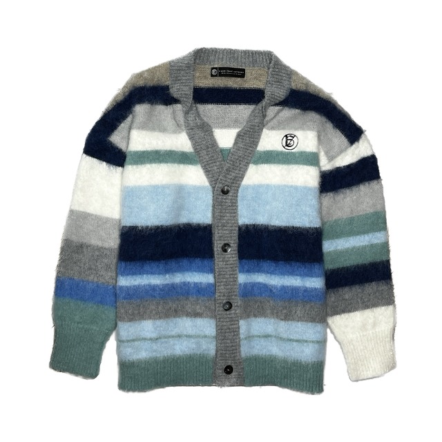 【A Good Bad Influence】Twisted Collar Multi Border Cardigan