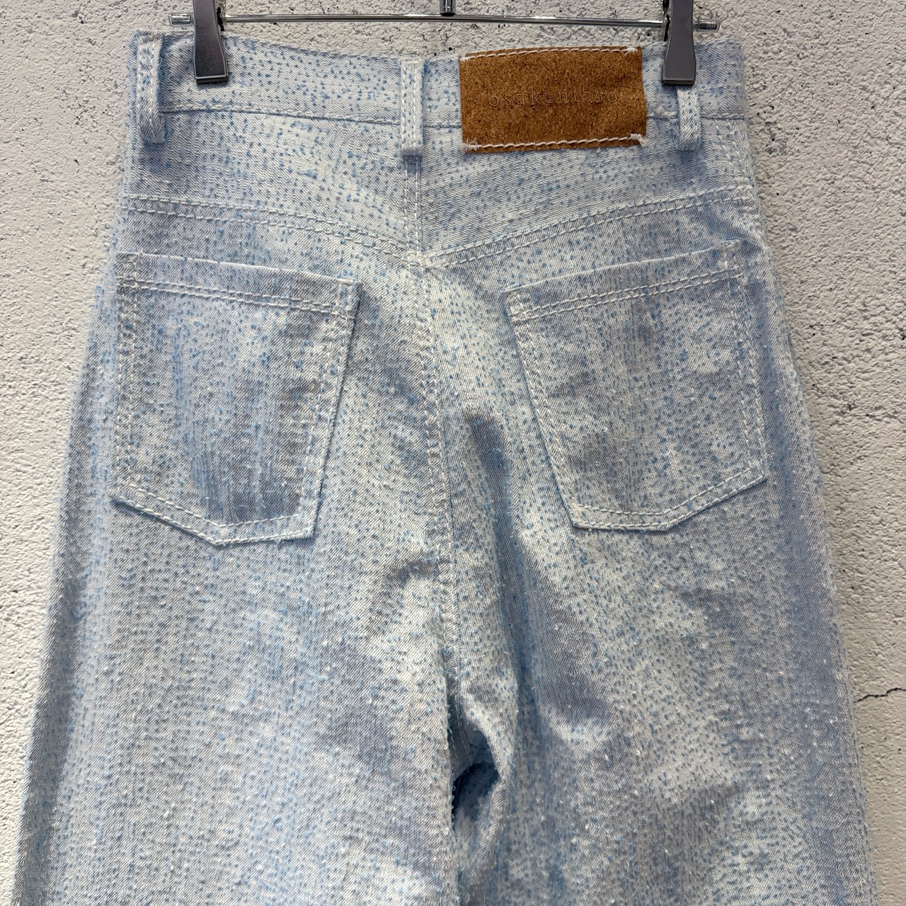 osakentaro / loop needle denim pants / white stitch / light blue 