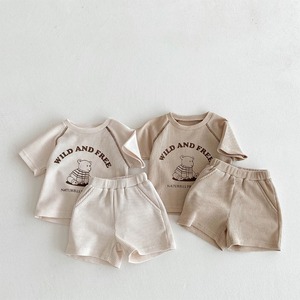 【66-100】夏新作ワッフル素材半袖Tシャツショートパンツ2点セット S0946