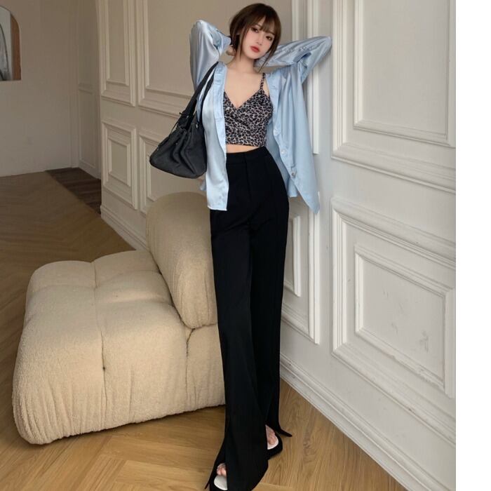 パンツ サマースタイルスタンダードハイウェストウェストカジュアル レッド レトロ 夏物 ドラファッションホール34641929684