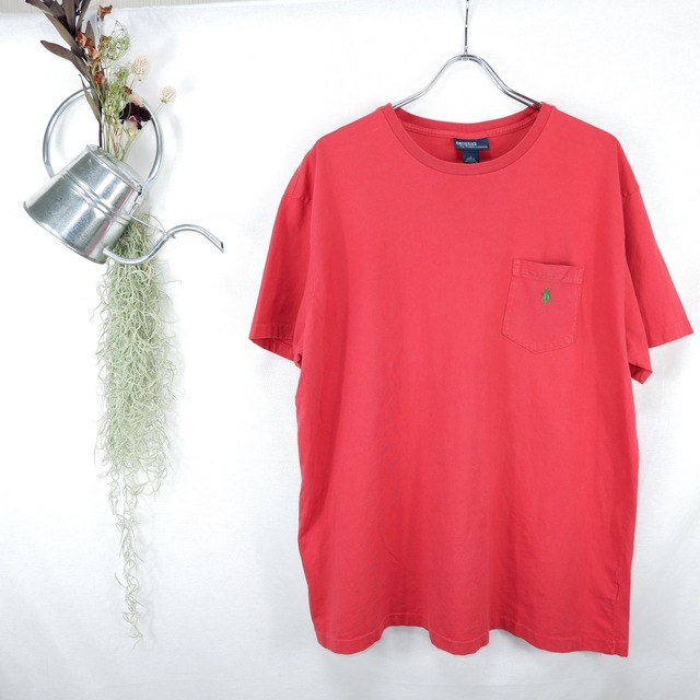 [L] Polo Ralph Lauren Cardinal Red Pocket T-Shirt | ラルフローレン 深緋 ポケット Tシャツ