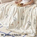 【BEDE】うさぎ刺繍 フランネル&ボアブランケット【M 100×150cm】