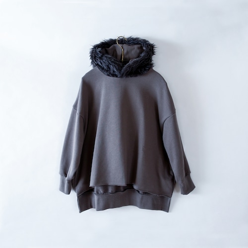 michirico (ミチリコ)/ Fur hoodie / ダークグレー / L,XL
