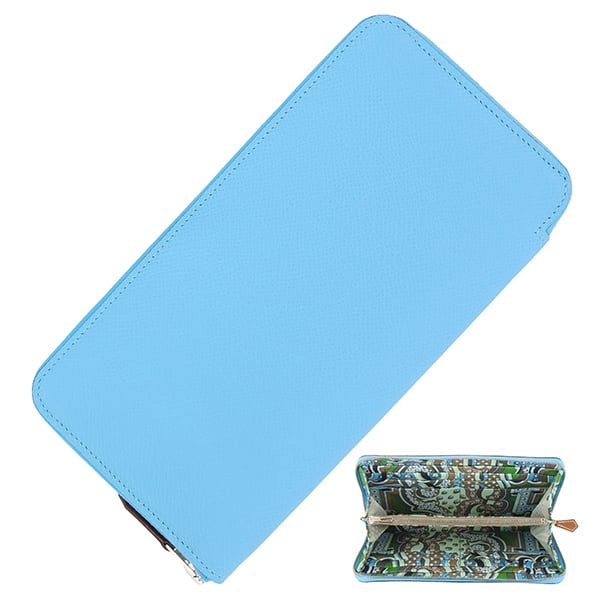 New HERMES エルメス 財布 シルクイン ロング エルメスエレクトリック エプソン セレスト ヴェールユッカ セレスト 新品