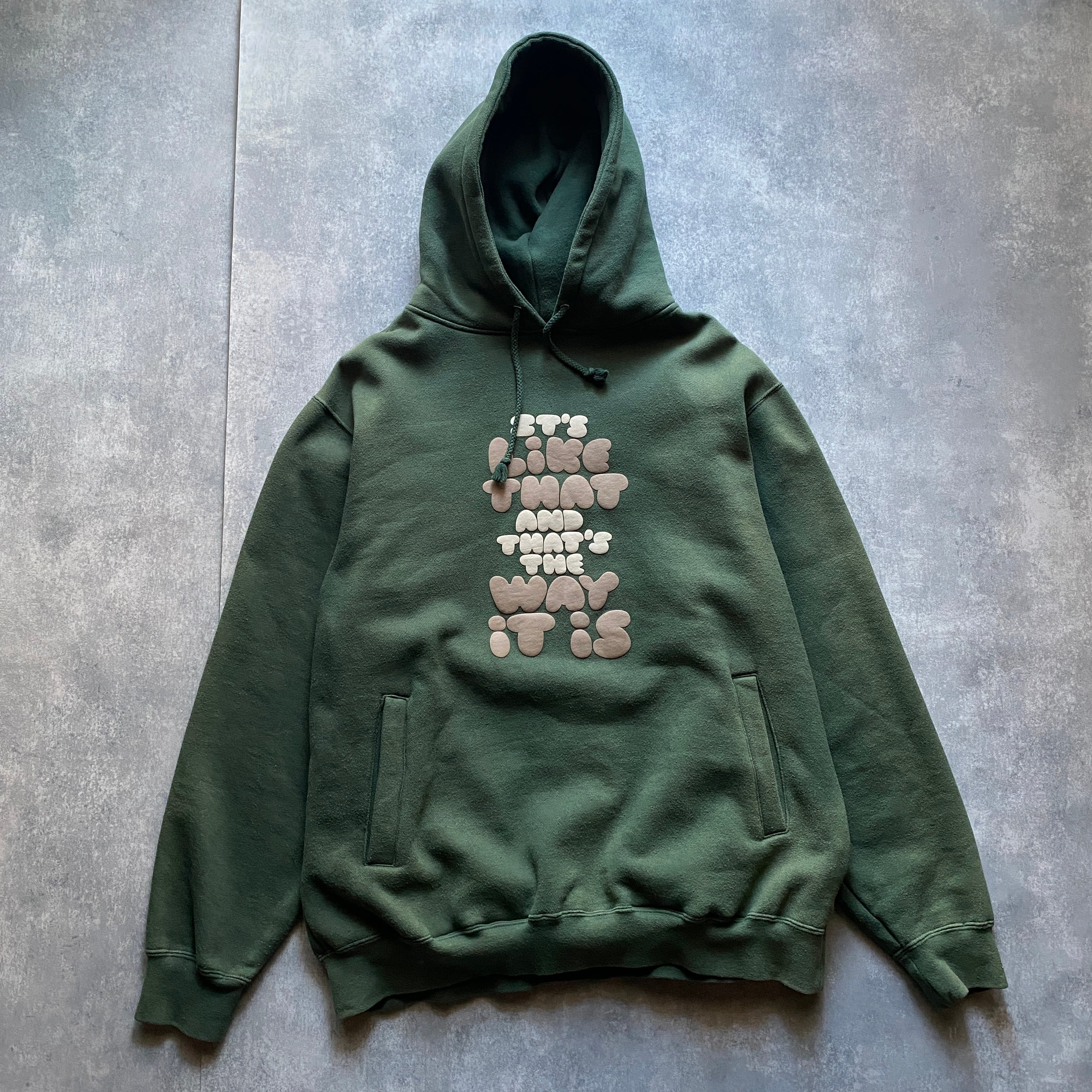 90's　old stussy　ステューシー　プリントロゴ　グリーン　スウェット　パーカー