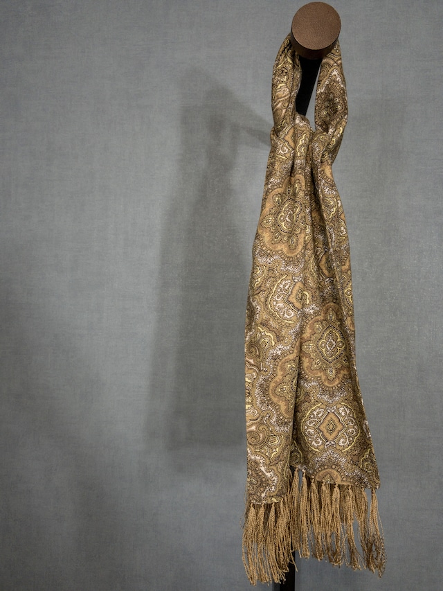 SAMMY Old Vintage Scarf, Beige × Geometric Pattern, Made In England!!