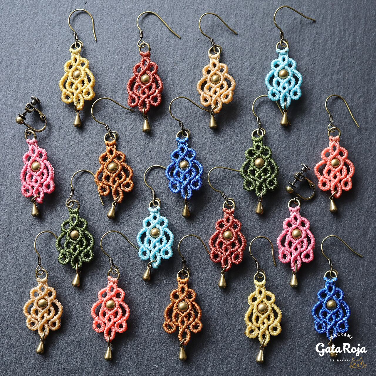 Brass Beads Macrame Earrings／ブラスビーズマクラメピアス | GataRoja