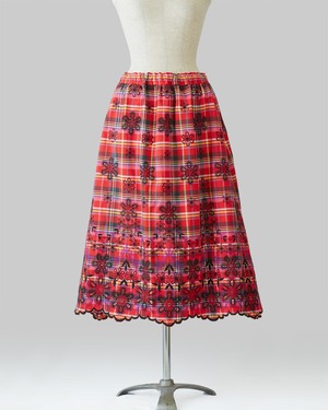 Embroidered Checked Skirt