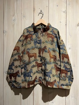 【a.k.a.C.a.k.a vintage】Horse Pattern Vintage Zip Up Goblin Jacket