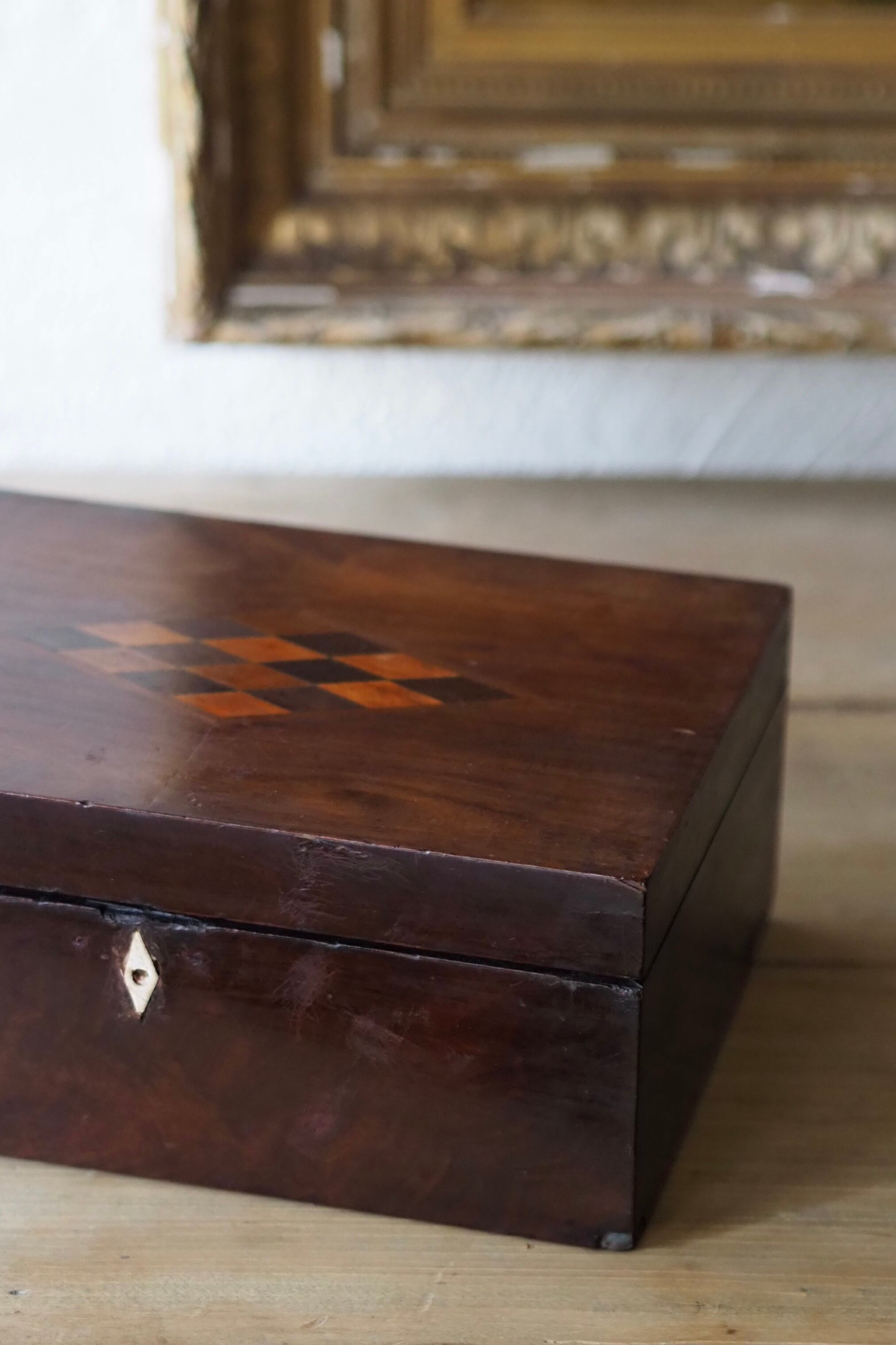マホガニー製の仕舞い木箱-antique mahogany box | アンティーク