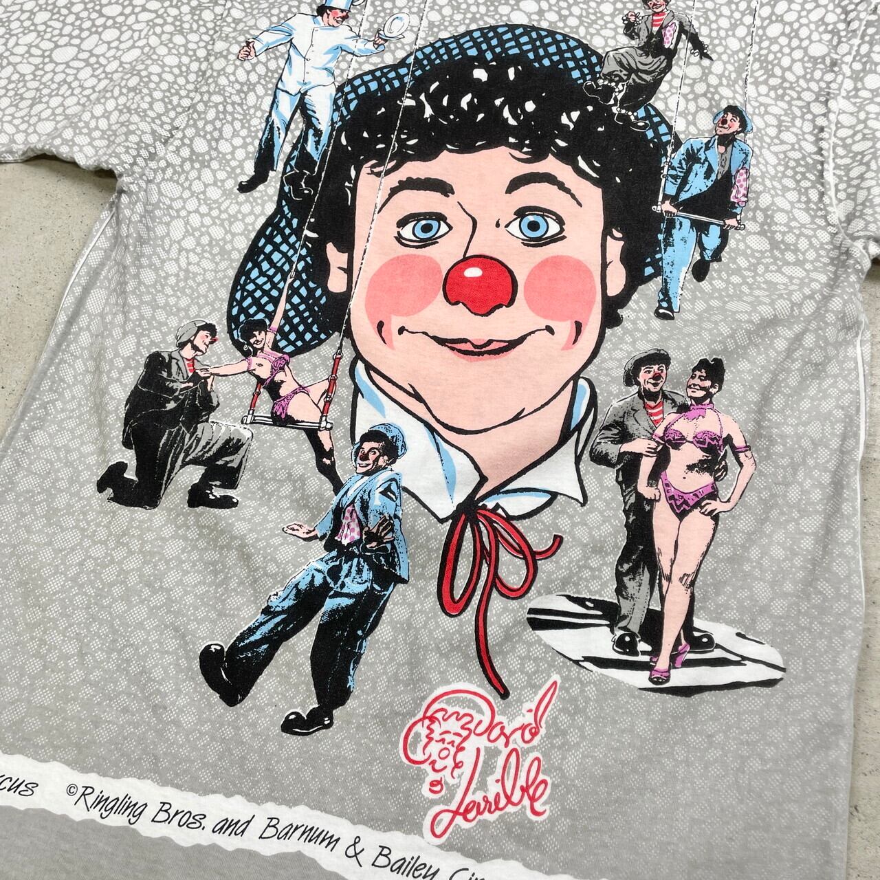 80年代~90年代 David Larible ピエロ オールオーバープリントTシャツ  