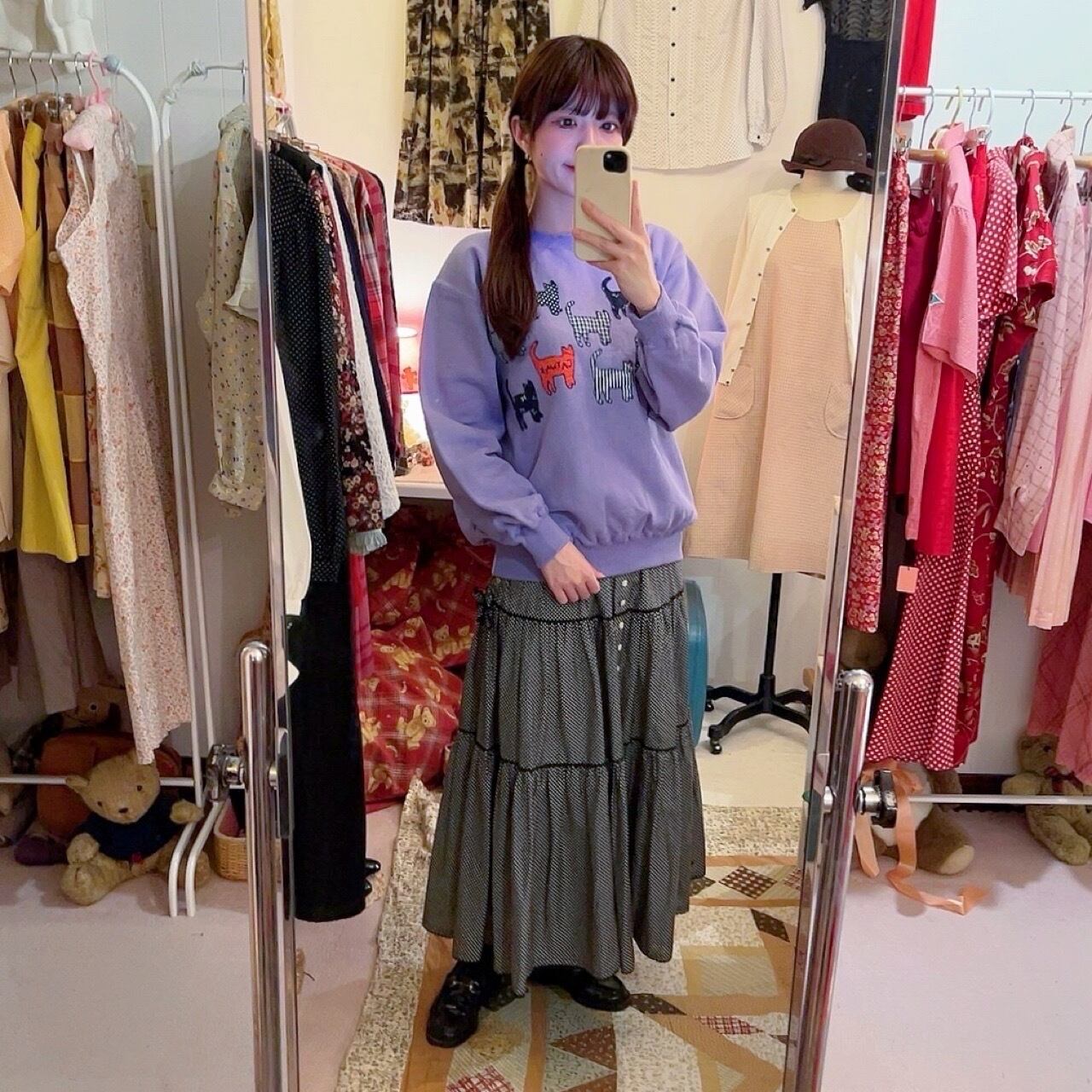 patchwork cat purple sweat