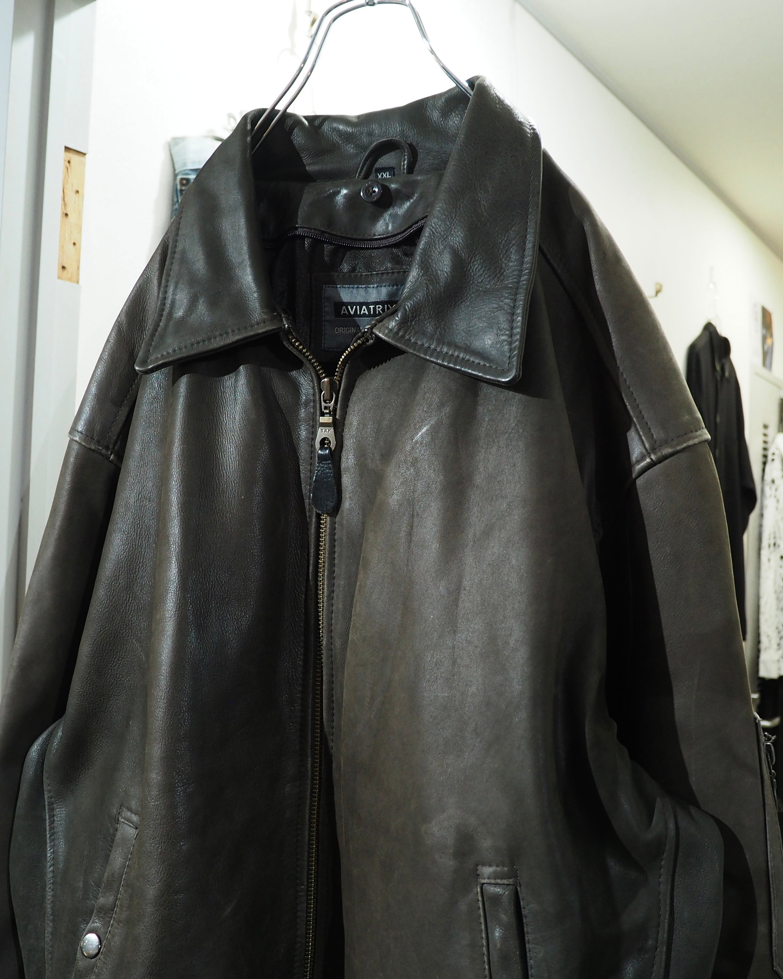 1990s " AVIATRIX " Beautiful Dark Brown Color Vintage Flight Leather Jacket