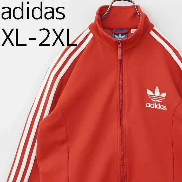 adidas アディダス トラックジャケット XL レッド赤 ワンポイント刺繍 ...