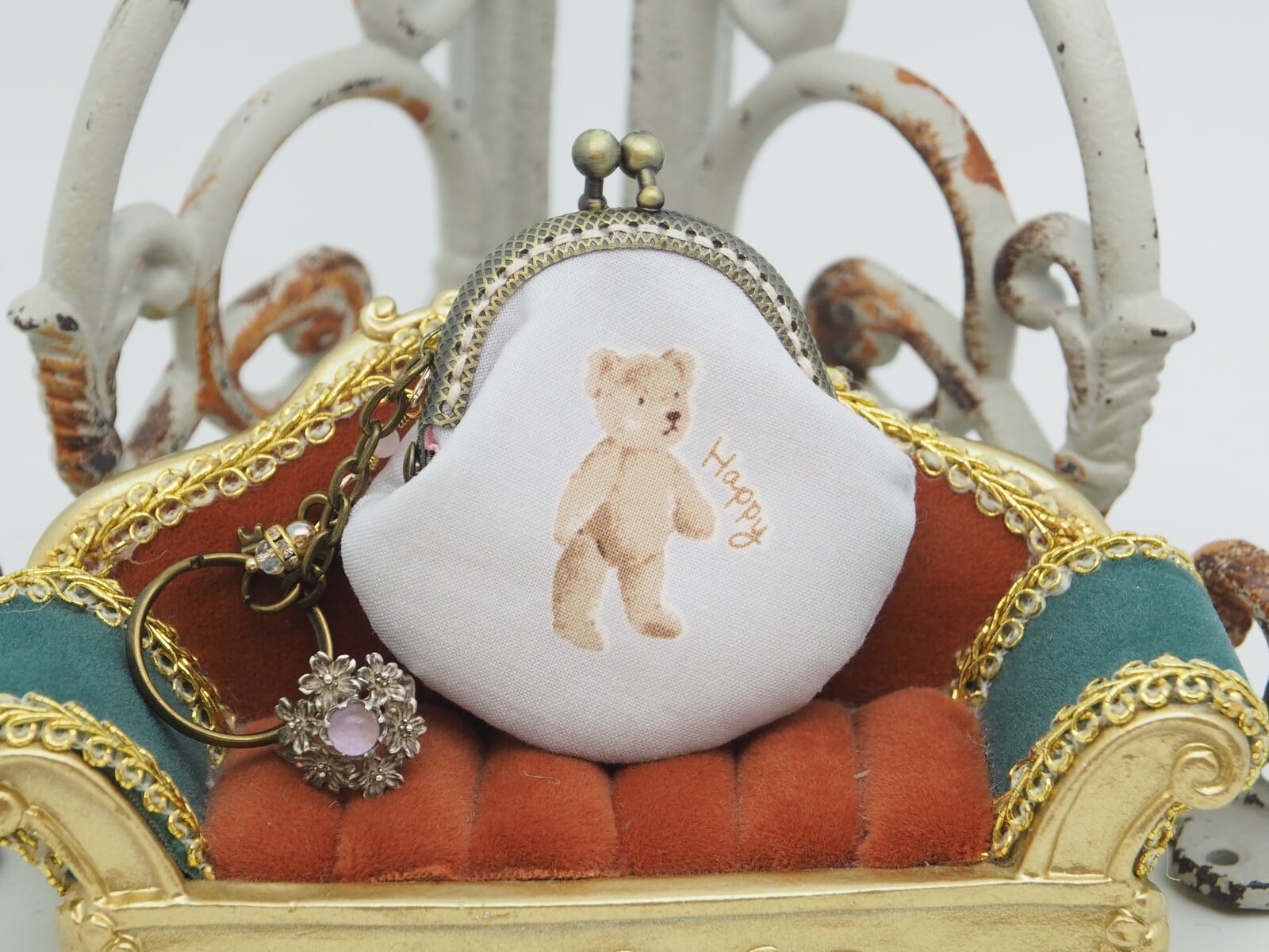 【ハンドメイド】がま口バッグチャーム｜くまちゃん（口金5cm）