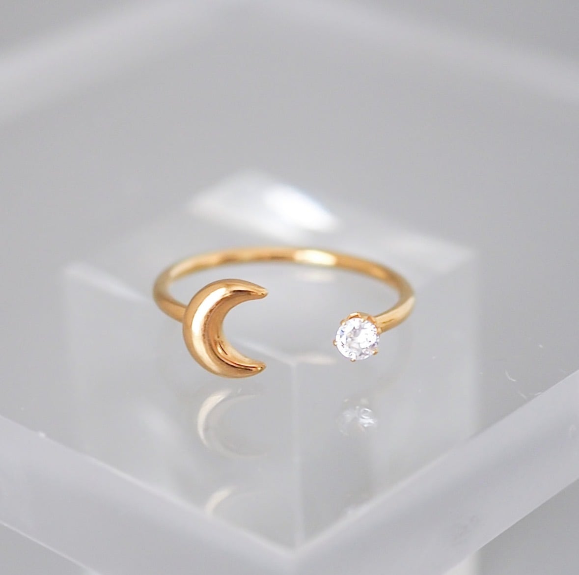 スタージュエリー✨指輪✨フォークリング✨14金 SV925 ✨コンビ✨星と月 月と星のフォークリング サージカルステンレス ゴールド | cocora｜ココラ