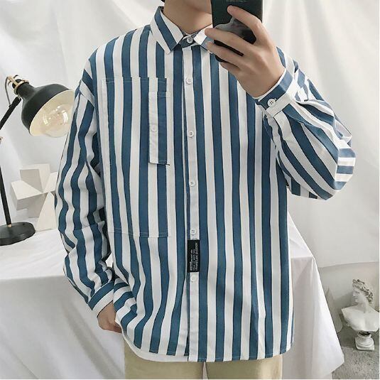 全2色 シャツ ワイシャツ ストライプ オフィス カジュアル 大人