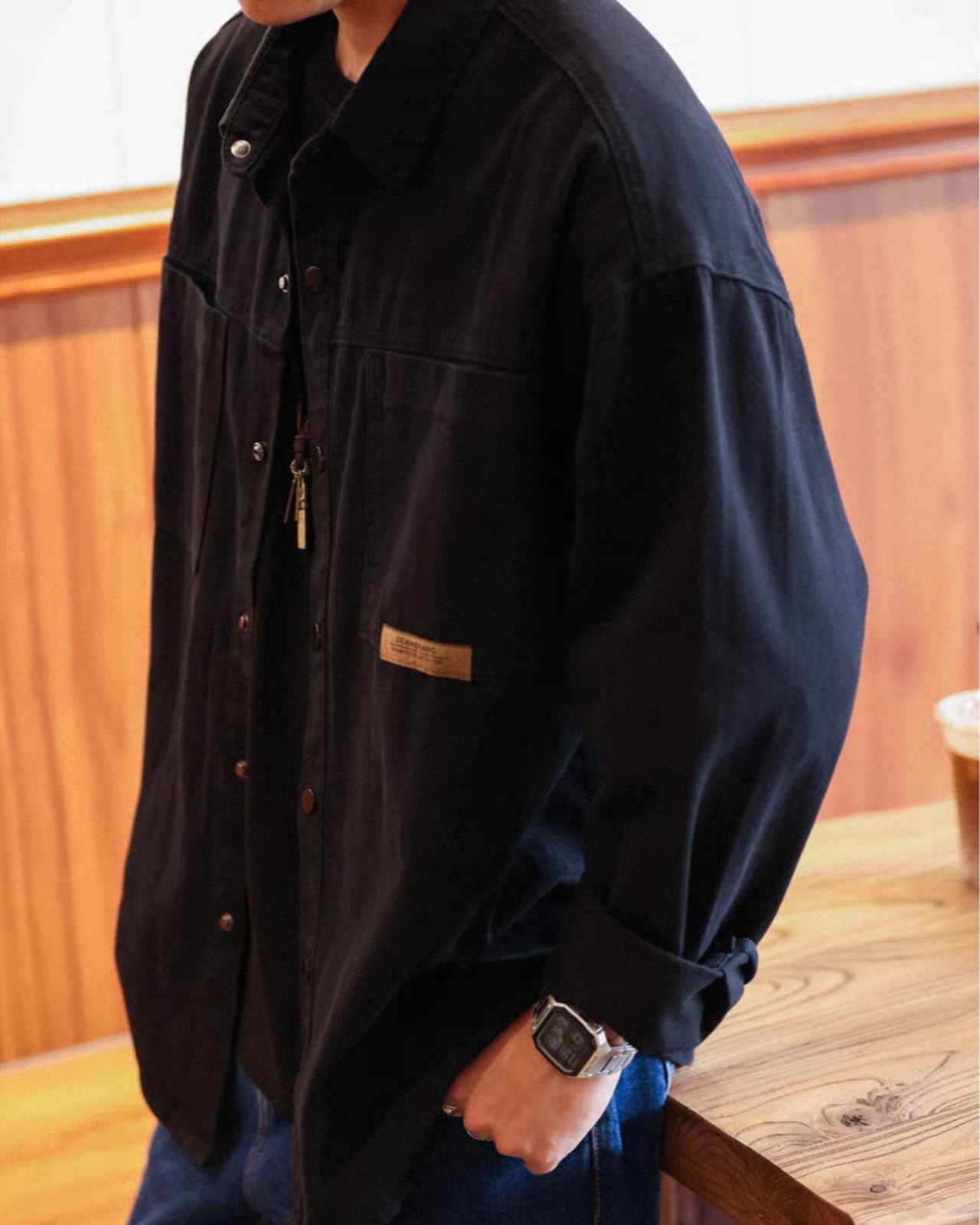Retro Beige Long-Sleeve Shirt Jacket  K0345