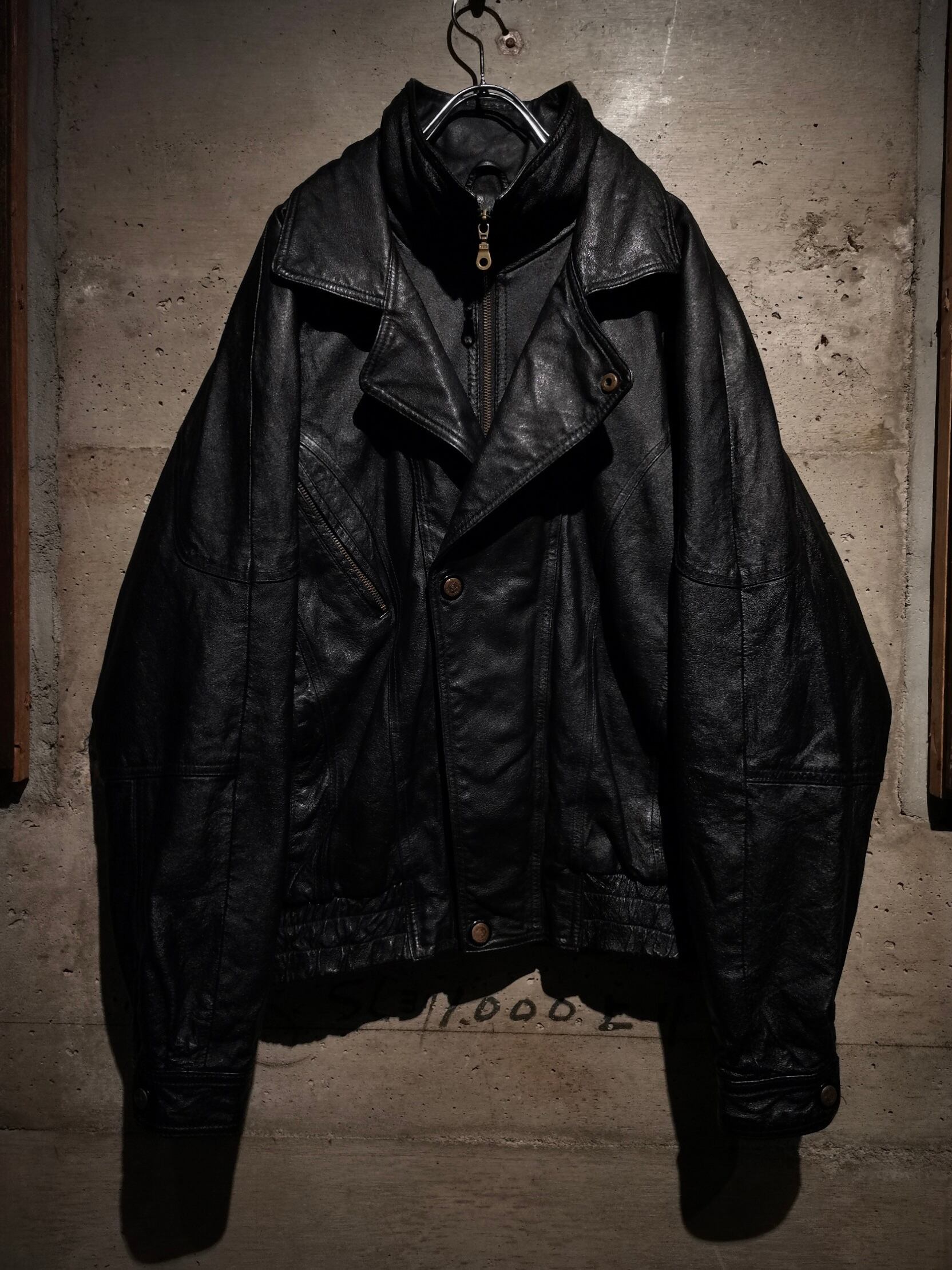 Caka】Layered Gimmick Design Loose Leather Jacket | Caka(カカ 
