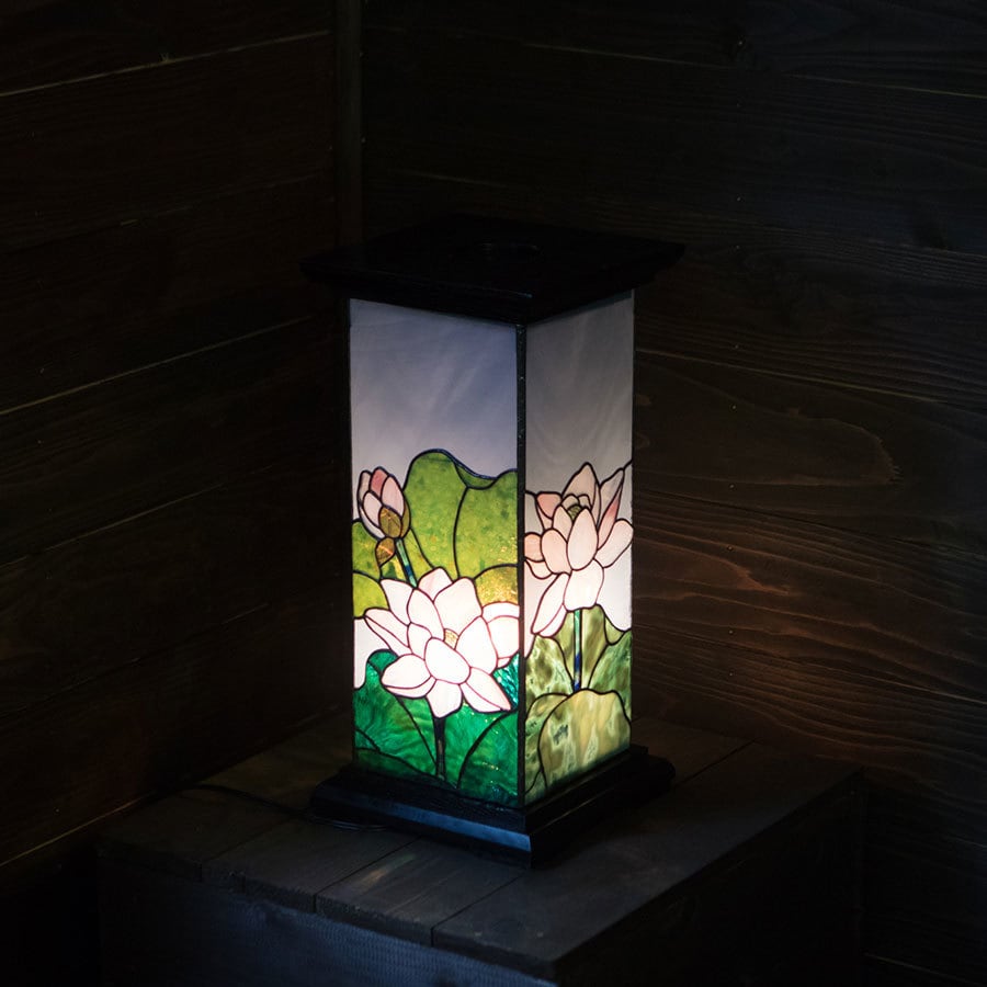 蓮池望2灯セット（ステンドグラスの盆提灯）01020402_2 | ステンド