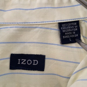 【IZOD】ストライプ ライトイエロー 柄シャツ 長袖シャツ Lサイズ US古着