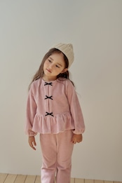 韓国子供服 / 26winter / momoann / リボンセットアップ / キッズ / 冬服 *5~15*