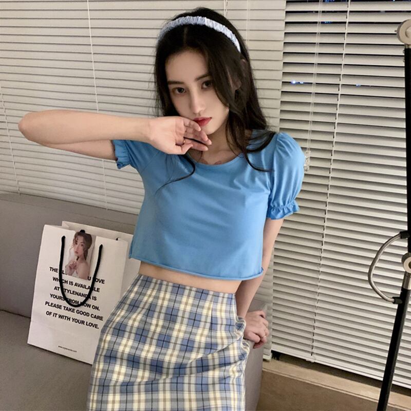 サマースリーブ半袖Tシャツ スリムトップス ショート ハーフスリーブ 大人ガーリー スウィート キュート カジュアル 夏物 萌量不足21734372127