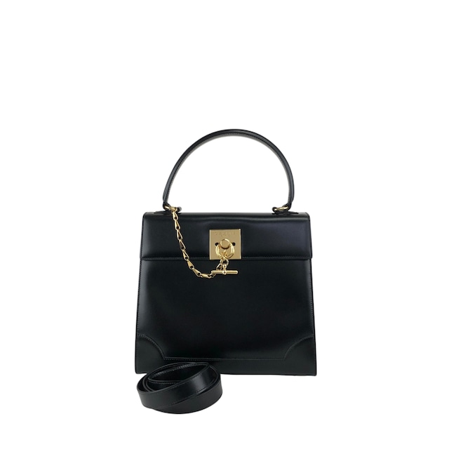 CELINE セリーヌ ショルダーバッグ ブラック ガンチーニ レザー 2way vintage ヴィンテージ オールド nifgs8