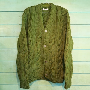 Wool Kint Cardigan Dark Green