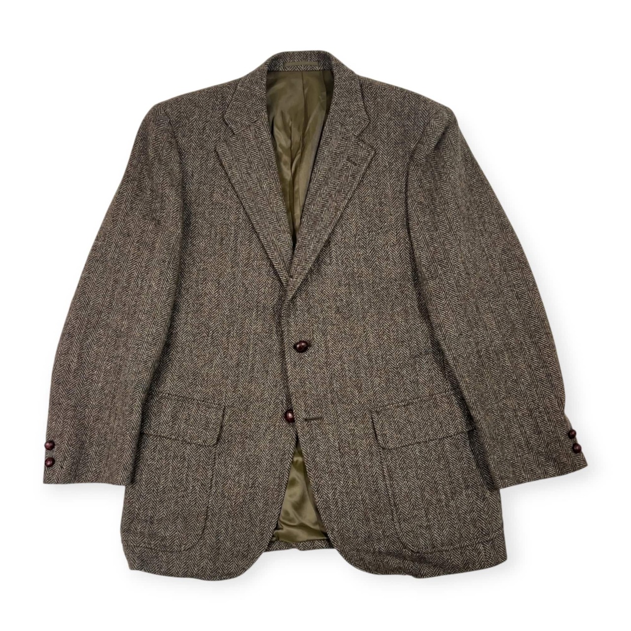 J.PRESS ジェイプレス AUTHENTIC MODEL  ヘリンボーン 段返3B くるみボタン テーラードジャケット 94-80-175 YA6/グレー系 メンズ