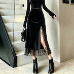 side lace slit skirt /l0972