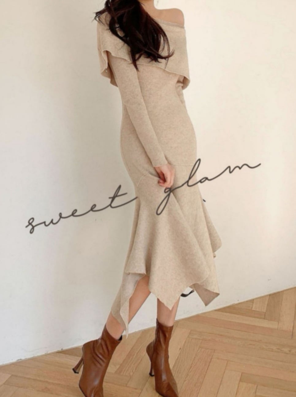 Off-shoulder cape style knit《 即日発送 》