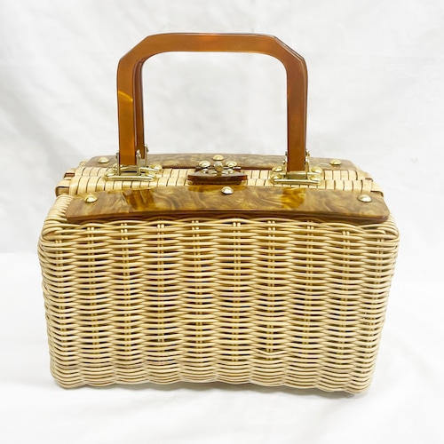 Vintage Basket Weave Lucite Handbag