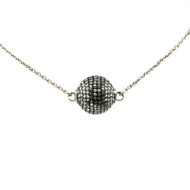 シャネル ココマーク ミラーボール ネックレス シルバー ブラック メタル レディース CHANEL 【中古】